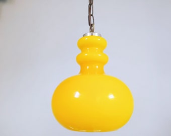 Vintage Yellow Ceiling Lamp/ Pendant Light/ Vintage Ceiling Light/ Hanging Light/ Old Lightning/Mid Century/ Yellow Glass Chandelier / 70s