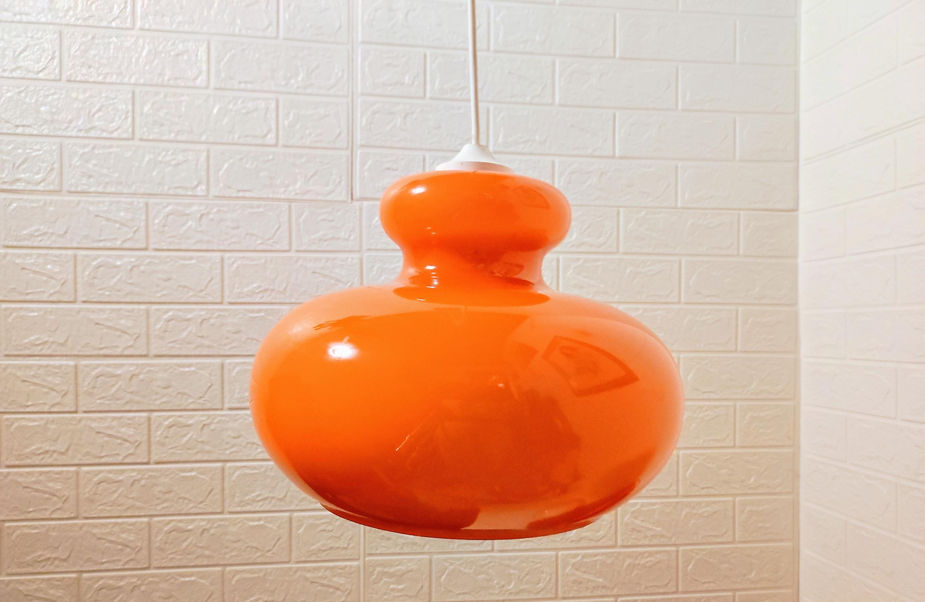 70s hanging lamp orange - Etsy 日本