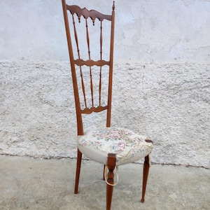 Cadeira de jantar vintage com encosto alto/ Cadeira estilo Chiavari/ Cadeira de jantar/ Cadeira italiana moderna/ Móveis vintage/ Móveis retrô/ Itália/ Anos 70