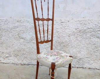 Vintage High Back Dining Chair/ Chiavari Style Chair / Dining Chair/ Modern Italian Chair/Vintage Furniture/ Retro Furniture/ Italy /  70s