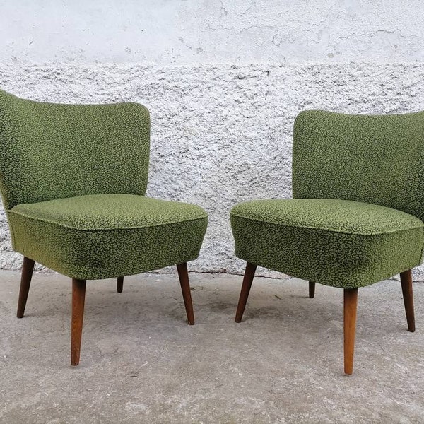 1 of 2 Vintage Cocktail Armchairs/Mid Century Lounge Cocktail Armchairs/ Vintage Green Fabric Armchairs/ Vintage Furniture/ 60s Yugoslavia