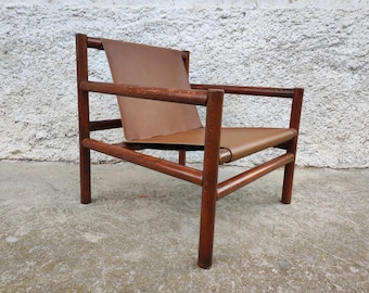 Vintage Brown Leather Armchair: Mid-Century Modern Lounge Chair, Yugoslavia