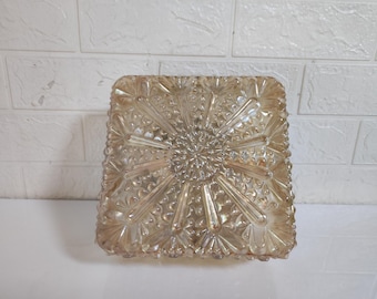 Arandela vintage de vidro dourado / Luminária de teto ou parede embutida de meados do século / Plafoniere de parede retrô / Iluminação / Iugoslávia dos anos 70