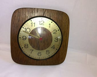 Vintage wooden Kitchen Wall Clock 1970/80s