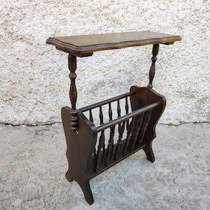 Vintage Magazine Stand / Mid Century News Paper Stand / Vintage Storage Rack / Wooden Stand / Retro Magazine Holder / Retro Stand/ 80s