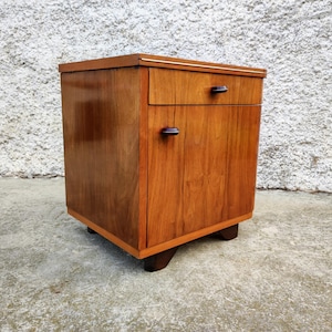 Vintage Bedside Table/ Mid Century Nightstand / Nightstand Storage/ Retro Night Table / Storage Tables / Old Wooden Nightstand/ Yugoslavia/