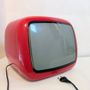 Set TV portatile vintage dalla Jugoslavia/Iskra Minirama/Televisore retrò anni '70/Tv rossa/Vecchia TV funzionante/Televisione retrò