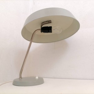 Vintage Metal Table Lamp/ Metal Desk Lamp / Mid Century Modern Metal Lamp/ Gray Table Lamp/ Retro Table Lamp/ Germany/  60s