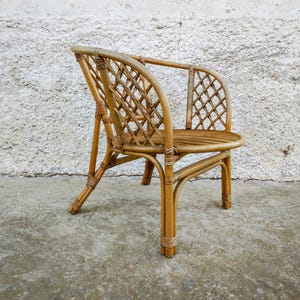 Vintage Rattan Chair/ Wicker Chair/ Boho Style / Retro Bamboo Chair/ Patio Furniture / 80s / Vintage Furniture / Old Modern Rattan Armchair