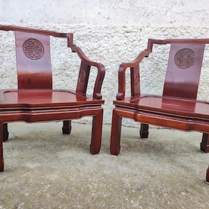 Antique Vintage 1 of 2 Wooden Armchairs/ Ming Style Armchairs/ Old Chinese Armchairs/ Minimalist Armchairs / Modern Retro Armchairs /60s