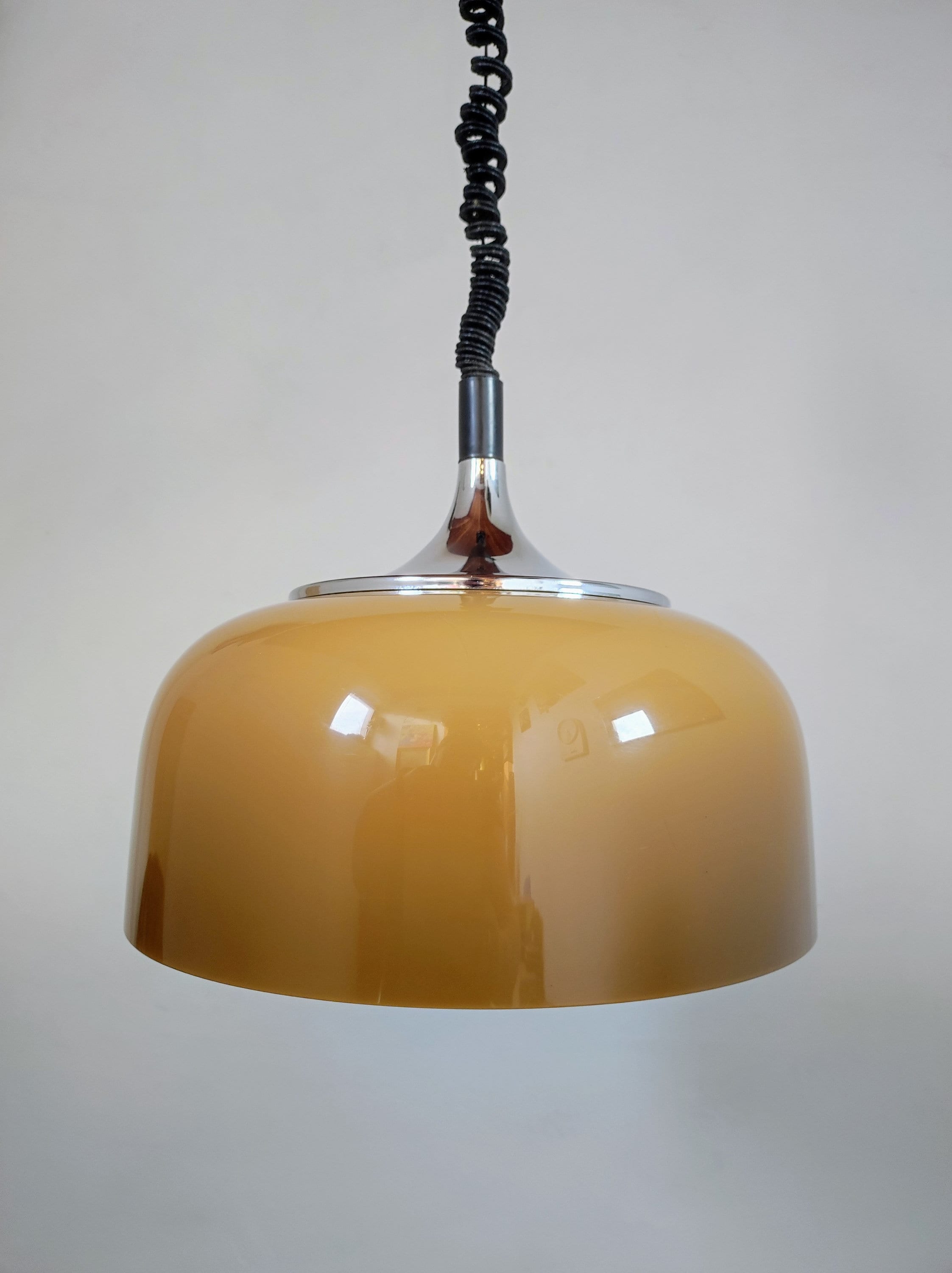 Vintage Adjustable Guzzini Ceiling Light Brown Pendant Light
