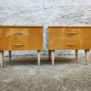 1 of 2 Vintage Bedside Table/ Mid Century/ Nightstand Storage/ Retro Night Table/ Storage Tables/ Wooden Nightstands/ Yugoslavia/ 70s /Meblo