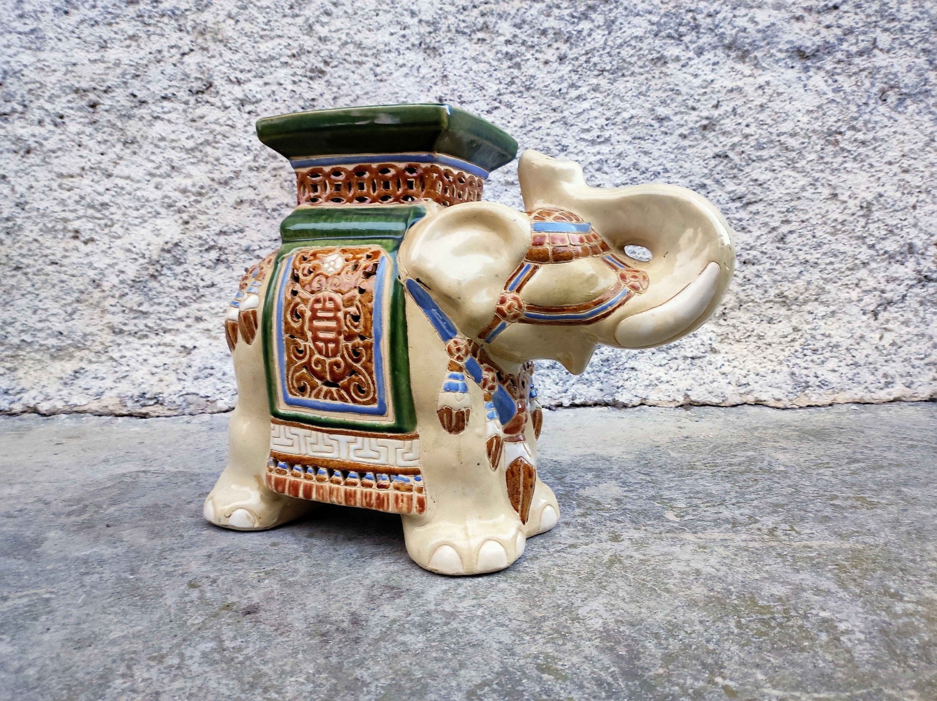 置物 Elephant Vintage Ceramic Elephant Statue/large Elephant/ Plant Stand Figure