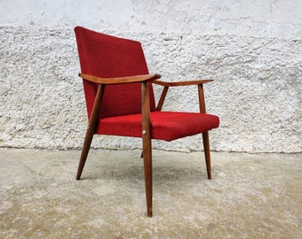 Vintage Red Coctail Armchairs/ Old Lounge Armchair / Mid Century Lounge Cocktail Armchair / Vintage Textile Armchair / Vintage Furniture 70s
