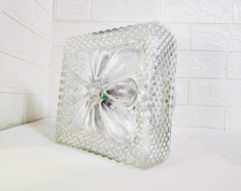 Vintage Glas Wandlampe / Mid Century Decken- oder Wandleuchte / Retro Wand Plafoniere / Beleuchtung / 70s