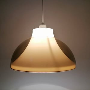 Vintage Ceiling Light/ Plastic Pendant Light/ Brown and White Hanging Light/ Smoked Brown Plastic Light/ Retro Ceiling Light/ 80s