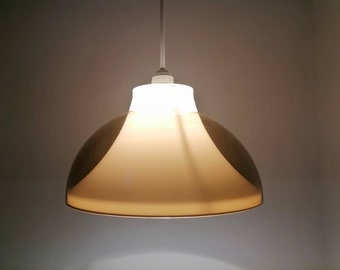 80s Smoked Brown Plastic Pendant Light, Retro Ceiling Lighting
