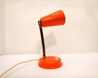 Vintage Orange Table Lamp/ Retro Lightning/ Adjustable Lamp/ Desk Lamp/ Mid Century/ 70s /Yugoslavia