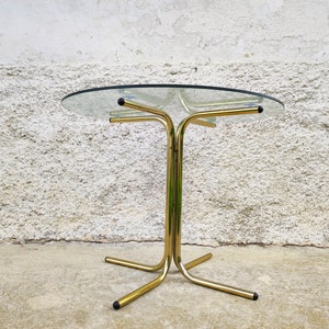 Vintage salontafel/gouden metalen salontafel/gouden salontafel/Mid Century tafel/glazen tafel/Mid Century/Retro Home Decor/jaren 90