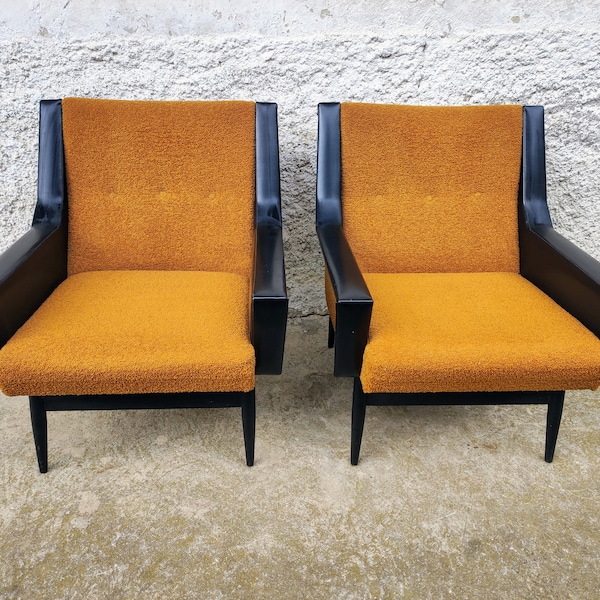 1 of 2 Vintage Cocktail Armchair/Mid Century Lounge Armchair/Yellow Armchair/ Vintage Furniture/Living Room Armchair/ Yugoslavia/70s