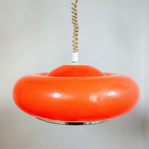 Vintage Adjustable Ceiling Light/Mid Century Pendant Lamp /Meblo Guzzini Style Lamp/ Orange Ceiling Lamp /Space Age/ Orange Plastic Light /