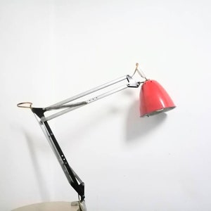 Vintage Architect&#39;s Red Light/ Angle Poise Light/ Adjustable Light/ Red Metal Light/ Swing Arm Lamp/ Mid Century/ Yugoslavia/ 70s