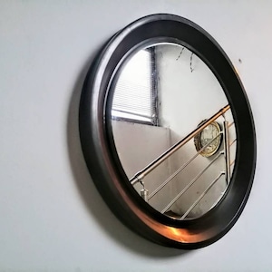 Vintage Brown Mirror/ Retro Mirror/ Brown Mirror/ Round Plastic Mirror/ Yugoslavia/ Wall Decor/ Mirrors/ 70s