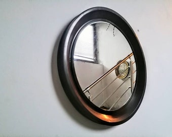 Vintage Brown Mirror/ Retro Mirror/ Brown Mirror/ Round Plastic Mirror/ Yugoslavia/ Wall Decor/ Mirrors/ 70s