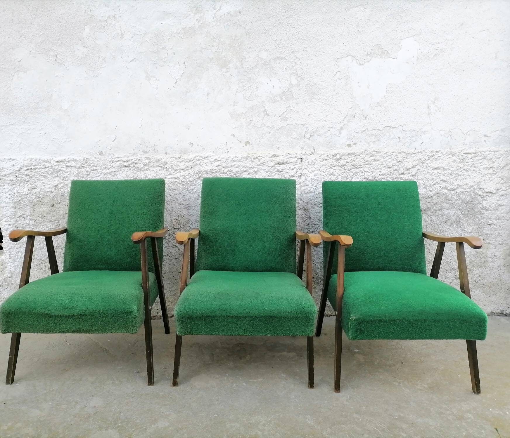 1 sur 3 fauteuils coctail vintage/fauteuil lounge rétro mid century green cocktail fauteuils textiles années 70