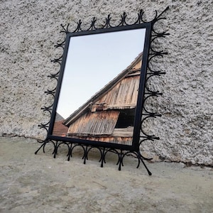 Vintage Metal Mirror/ Retro Wall Mirror/  Retro Metal Mirror/ Modern Mirror/ Vintage Wall Decor/ 80s/ Mid Century Entryway Decor
