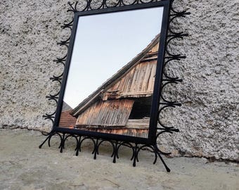 Vintage Metal Mirror/ Retro Wall Mirror/  Retro Metal Mirror/ Modern Mirror/ Vintage Wall Decor/ 80s/ Mid Century Entryway Decor