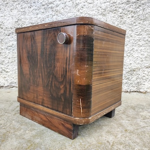 Vintage Bedside Table/ Mid Century Table / Nightstand Storage/ Retro Night Table/ Storage Table/Modern Wooden Nightstand/ Yugoslavia / 70s