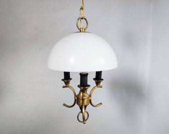 Vintage White Plastic Ceiling Light, 70s Mid Century Hanging Lamp