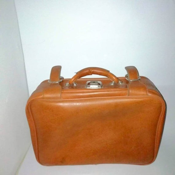 Vintage Leather Suitcase/ Brown Suitcase/ Travel S