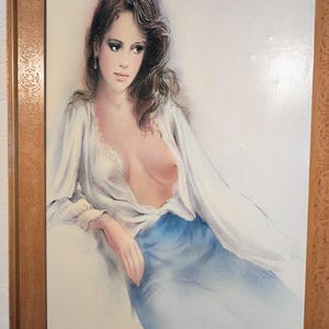 Vintage Portrait of Naked Woman/ Vintage Painting/ Retro Wall Painting/ Home Decor/ Wall Painting/ Vintage Woman Portait/ 70s