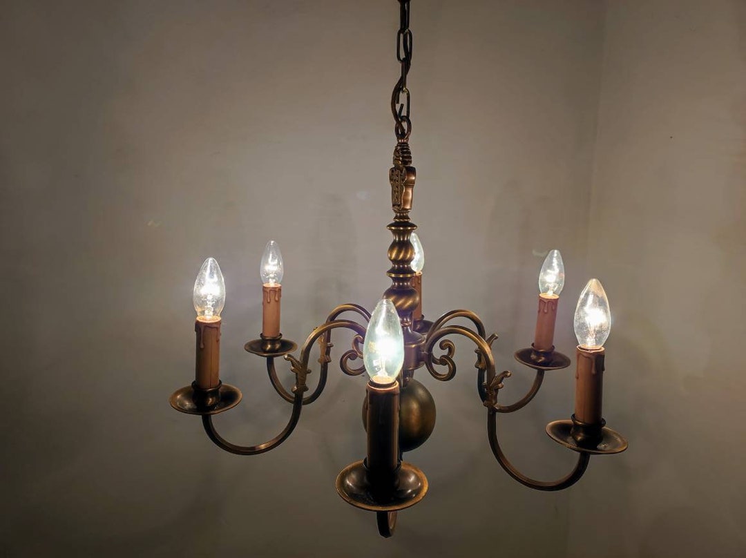 シャンデリア 6灯 アンティーク 真鍮 インテリア ビンテージ ヴィンテージ ヴィンテージ 6灯 モダンシャンデリア - アンティーク