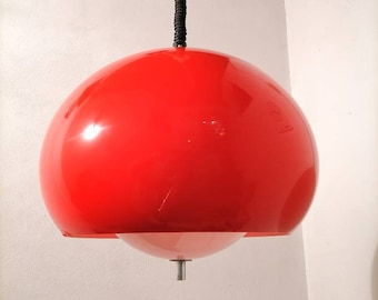 Vintage Pendant Lamp / Retro Hanging Light / Ceiling Lamp / Red Meblo / 70s / Space Age / Atomic / Meblo For Guzzini / Mid Century Modern
