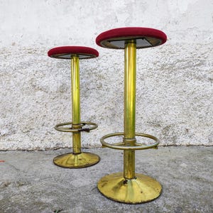 Vintage 1 of of 4 Bar Stools/ Modern Bar Chairs/ Vintage Chairs/ Metal And Textile Stools/Mid Century Modern Bar Stools /Red Bar Chairs/ 80s image 6