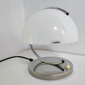 Vintage Luigi Massoni Tischlampe/ Space Age Pilz / Luigi Massoni für Guzzini/ Weiße Meblo Tischlampe/ 70er Jahre/ Meblo Nachttischlampe/ Jugoslawien