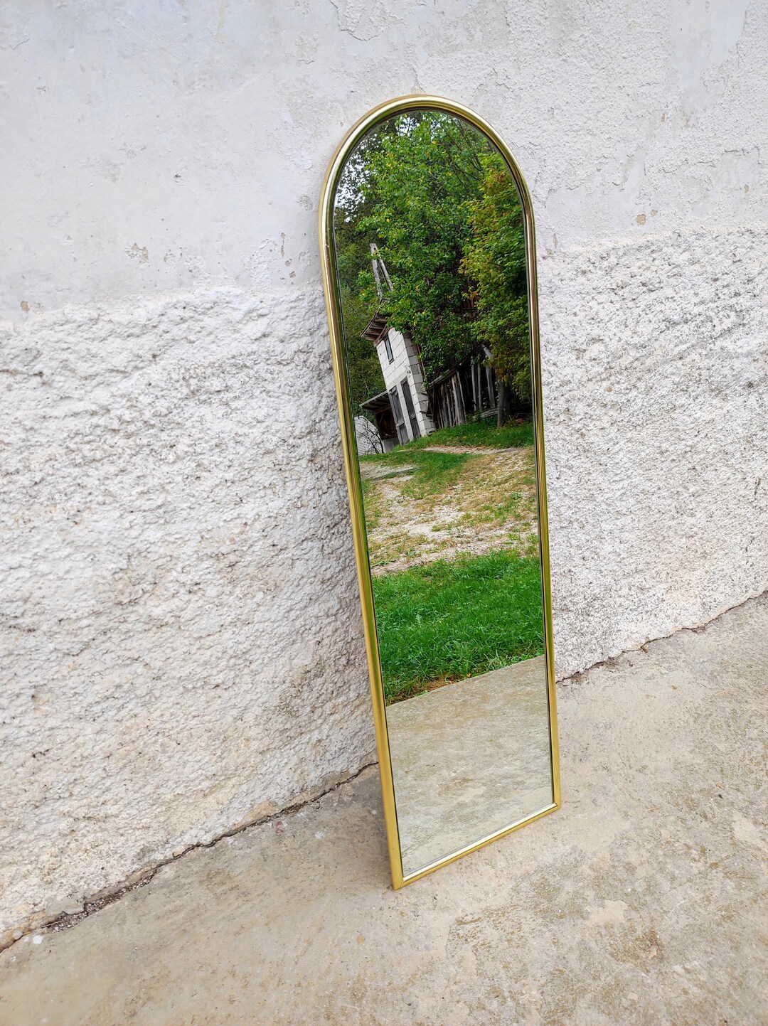 Vintage XL Mid Century Modern Mirror/ Golden Metal Wall Mirror /retro Wall Mirror / Retro Home ...