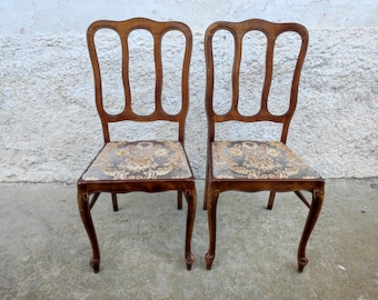 1 of 2 Vintage Wooden Chairs/ Retro Wooden Chairs/ Upholstered Dining Chairs/ Old Modern Furniture/ Kitchen Chairs/ Yugoslavia Chairs/ 70s