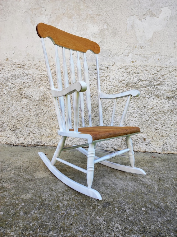 Vintage Rocking Chair Chilling Chair White Rocking Chair Retro Rocking Chair Wooden Resting Chair Vintage Furniture Yugoslavia 70s Etsy