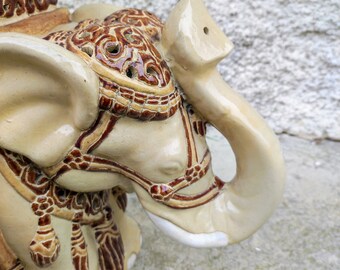 置物 Elephant Vintage Ceramic Elephant Statue/ XL Ceramic Elephant/ Plant Stand