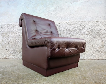 Vintage Meblo Armchair/Faux Leather Meblo Armchair/ Meblo Armchair/ Mid Century Meblo Sofa/ Brown Chair/ Coctail Armchair/ Vintage Furniture