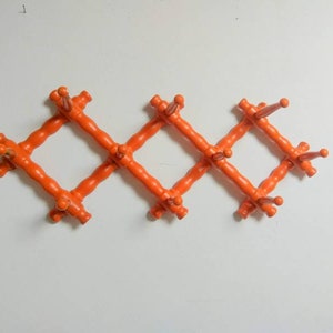 Adjustable Vintage Wooden Coat Hanger/ Vintage Orange Hanger/ Wall Hanger/ 70s