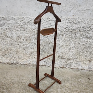 Vintage Valet Floor Coat Hanger / Gentlemans Coat Hanger / Modern Wooden Clothes Hanger / Vintage Coat Rack /Retro Bedroom Accesoriess / 80s