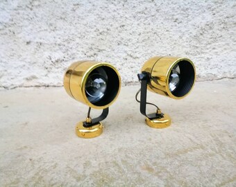 2 of 2 Vintage Wall Lamps / Pair of  Retro Lamps/ Spot Lights / Adjustable Wall Lamps/ Golden Lights / Vintage Lightning/ 70s Yugoslavia