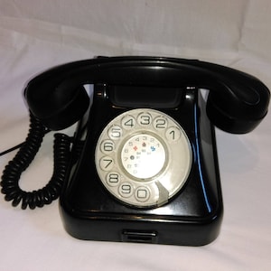 Bakelite Rotary Telephone  by Iskra, Yugoslavia / Black