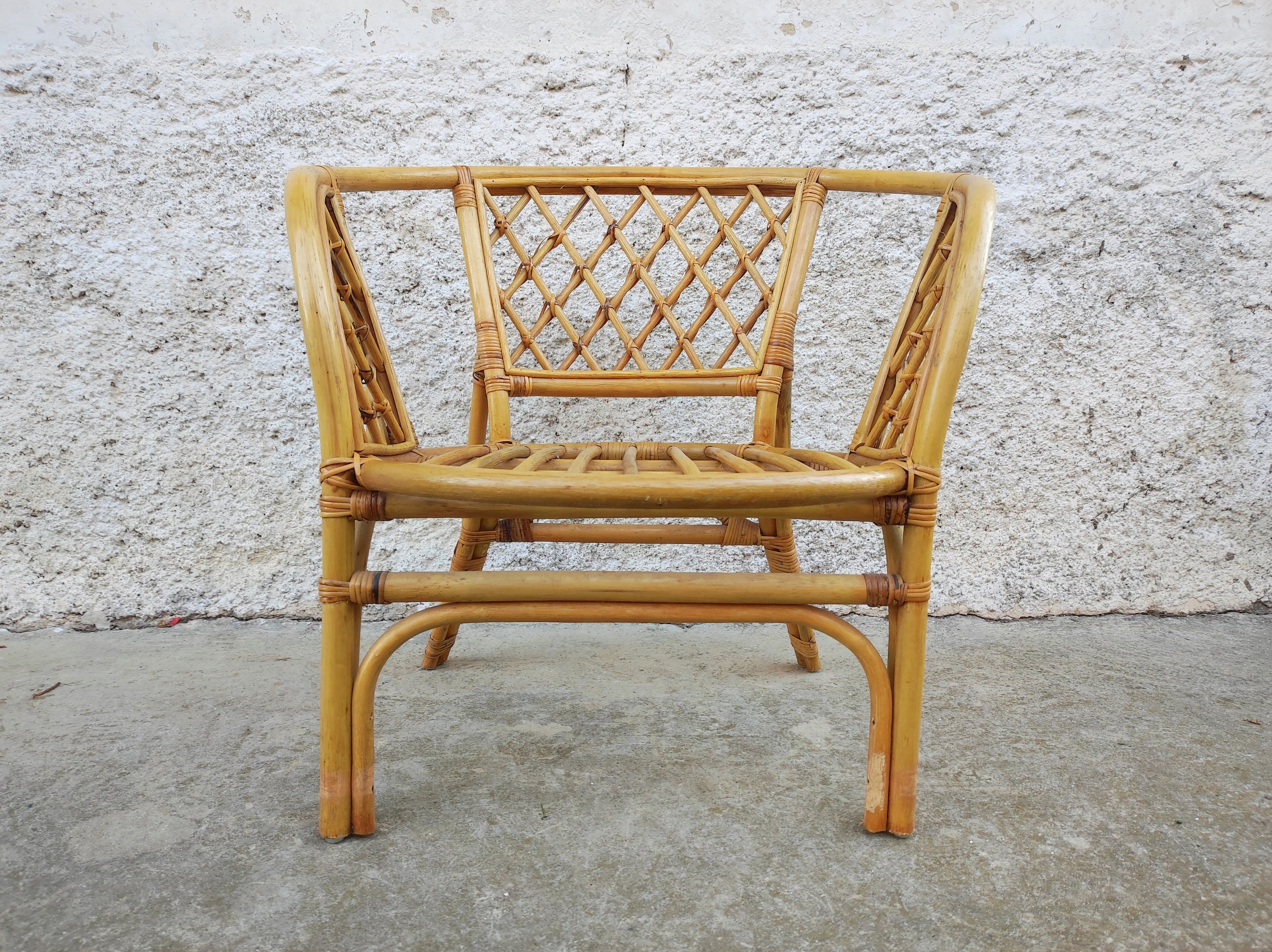 Vintage Rattan Chair/ Wicker Chair/ Boho Style / Bamboo
