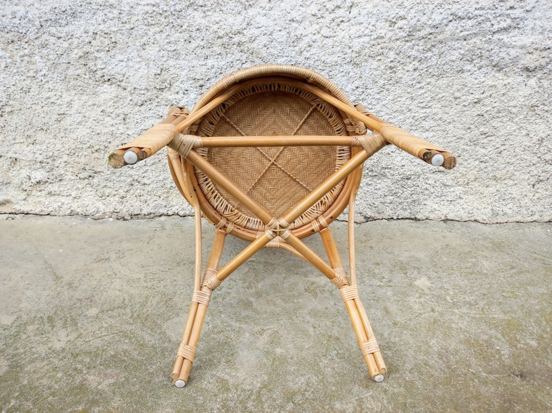 Vintage Rattan Chair /boho Style Armchair /bamboo Chair / Patio